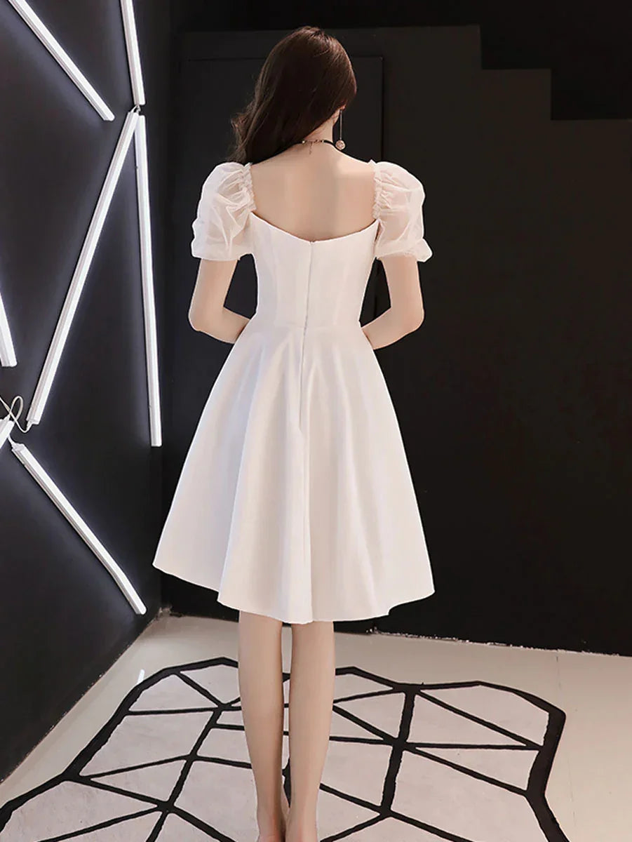 Robe de bal courte en satin blanc Robe de bal blanc pour le retour au lycée Y2423