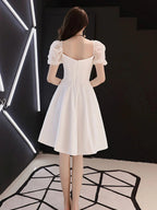 Robe de bal courte en satin blanc Robe de bal blanc pour le retour au lycée Y2423