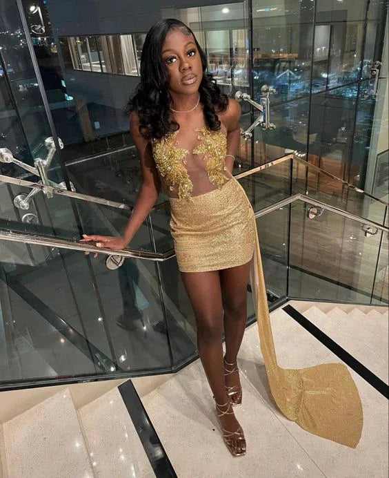 Vestito per il Ventunesimo Compleanno Abito Seducente per il Ballo d'Autunno per Ragazze Nere Y1276