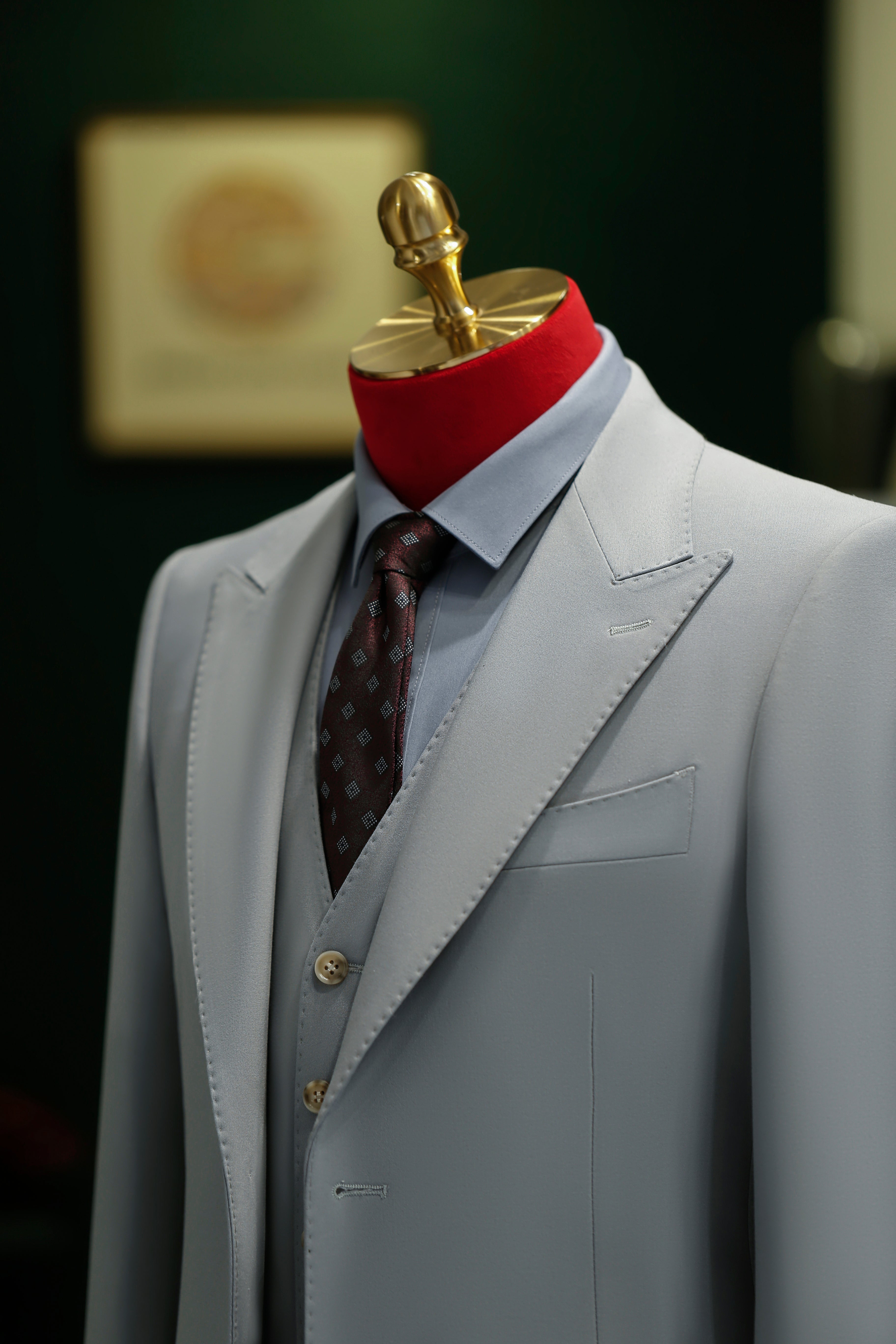 Three-Piece Light Grey Wool Suit | Tailored Formal Groom & Business Suit