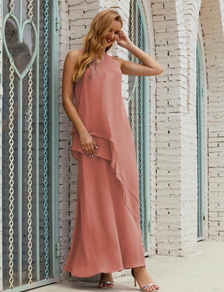 Vestidos longos de chiffon plus size para mãe da noiva, vestido formal de madrinha de casamento, 28019 