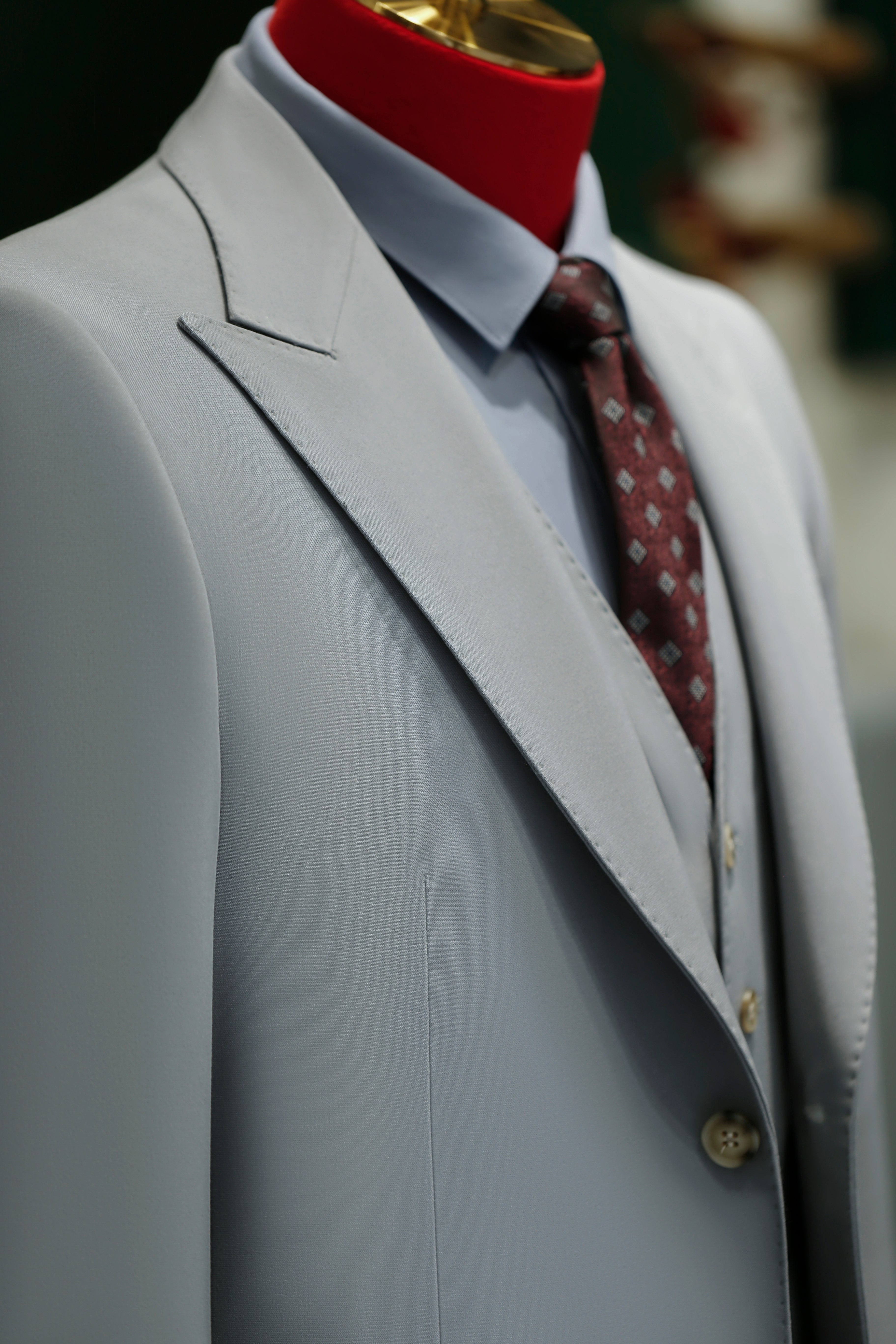 Three-Piece Light Grey Wool Suit | Tailored Formal Groom & Business Suit