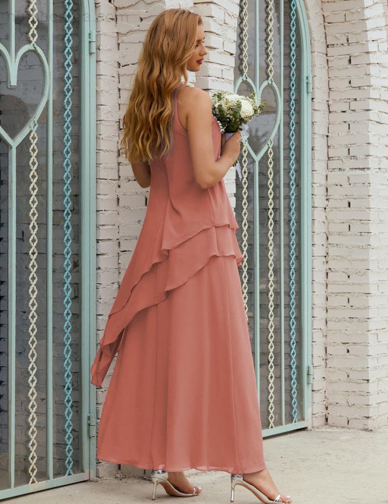 Vestidos longos de chiffon plus size para mãe da noiva, vestido formal de madrinha de casamento, 28019 