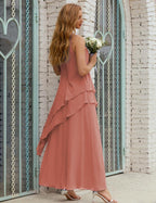 Vestidos longos de chiffon plus size para mãe da noiva, vestido formal de madrinha de casamento, 28019 