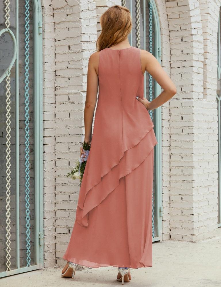 Vestidos longos de chiffon plus size para mãe da noiva, vestido formal de madrinha de casamento, 28019 