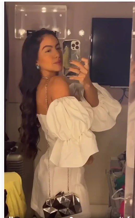 Vestido Blanco Lindo de Manga Corta para el Baile de Regreso a Casa Traje de Fiesta Blanco Y7130