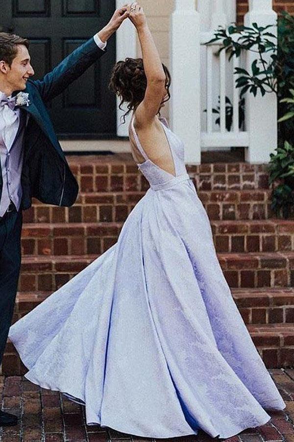 Vestido de festa/formal em cetim floral lilás, sem mangas, estilo bateau, linha A, PSK113