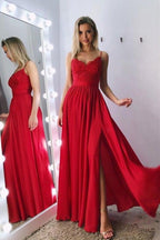 A-Linie Spaghettiträger Grau Langes Ballkleid mit Spitzenpailletten PSK029