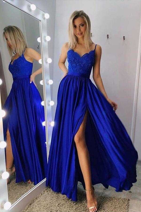 A-Linie Spaghettiträger Grau Langes Ballkleid mit Spitzenpailletten PSK029