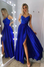 A-Linie Spaghettiträger Grau Langes Ballkleid mit Spitzenpailletten PSK029