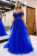 Robe de bal formelle asymétrique bretelles tombantes avec applications PSK519