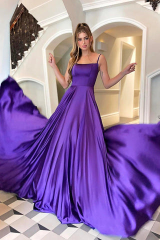 A-line Satin Scoop Neck Red Long Prom Dress Formal Dress PSK356