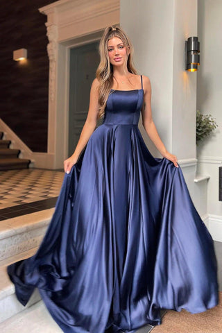 A-line Satin Scoop Neck Red Long Prom Dress Formal Dress PSK356