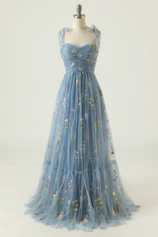 A-line Sweetheart Embroidery Green Long Prom Dress PSK330