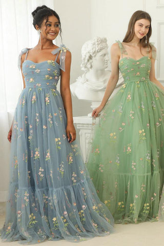 A-line Sweetheart Embroidery Green Long Prom Dress PSK330