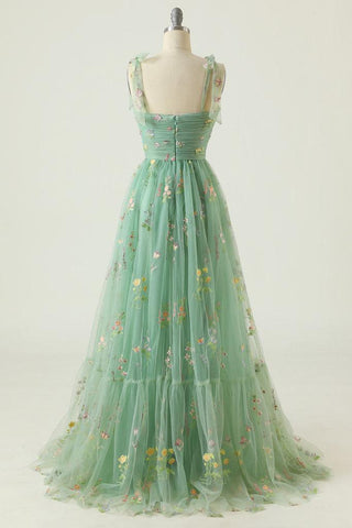 A-line Sweetheart Embroidery Green Long Prom Dress PSK330
