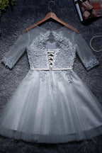 A-line Tulle Homecoming Dresses Scoop Short/Mini Prom Dresses  PD047