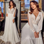 Lakshmigown Civil Chiffon Beach Wedding Dresses Wedding Dresses 2026 Long Sleeves Sexy Boho Bridal Gown Lace  Customized