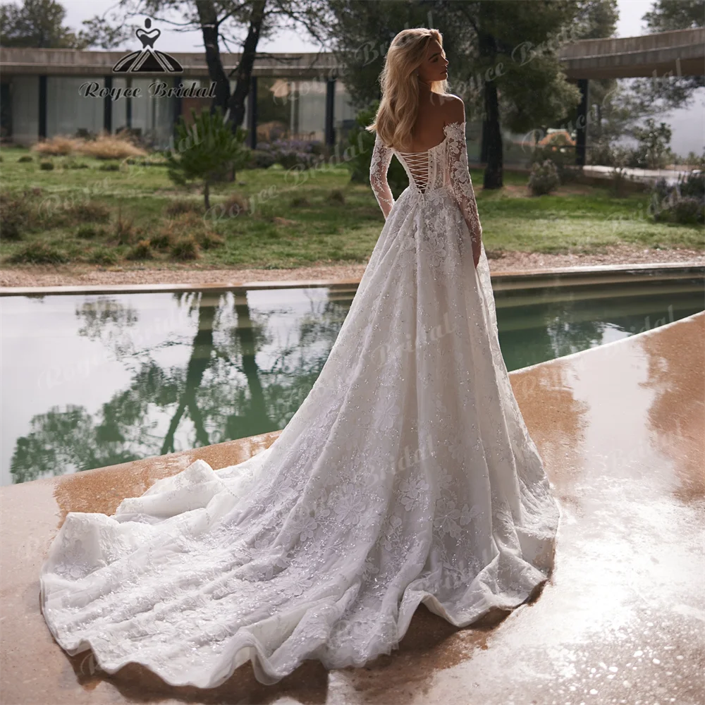 RoyceBridal Sweetheart A Line Wedding Dress 2025 Tulle Court Train Bridal Gown Customized suknia ślubnaفساتين حفلات