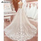 Lakshmigown Lace Appliques Sweetheart Glitter A Line Boho Wedding Dress Robe Femm Civil Beach Wedding Bridal Gowns Customized