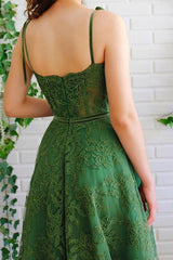 A Line Spaghetti Straps Dark Green Prom Dress Formal Dress PSK252