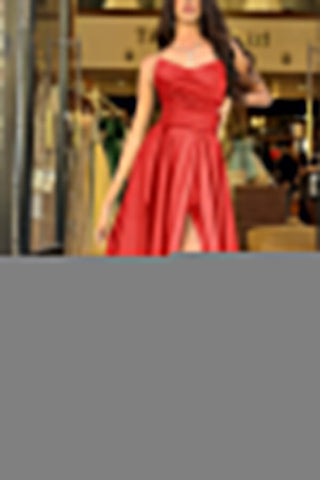 A Line Strapless Satin Black Prom Dress Party Dress With Slit  PSK720