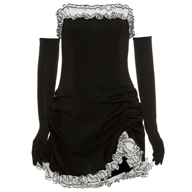 Vestido de Fiesta sin Tirantes con Diseño Irregular Vestido de Cóctel Sexy Y5941