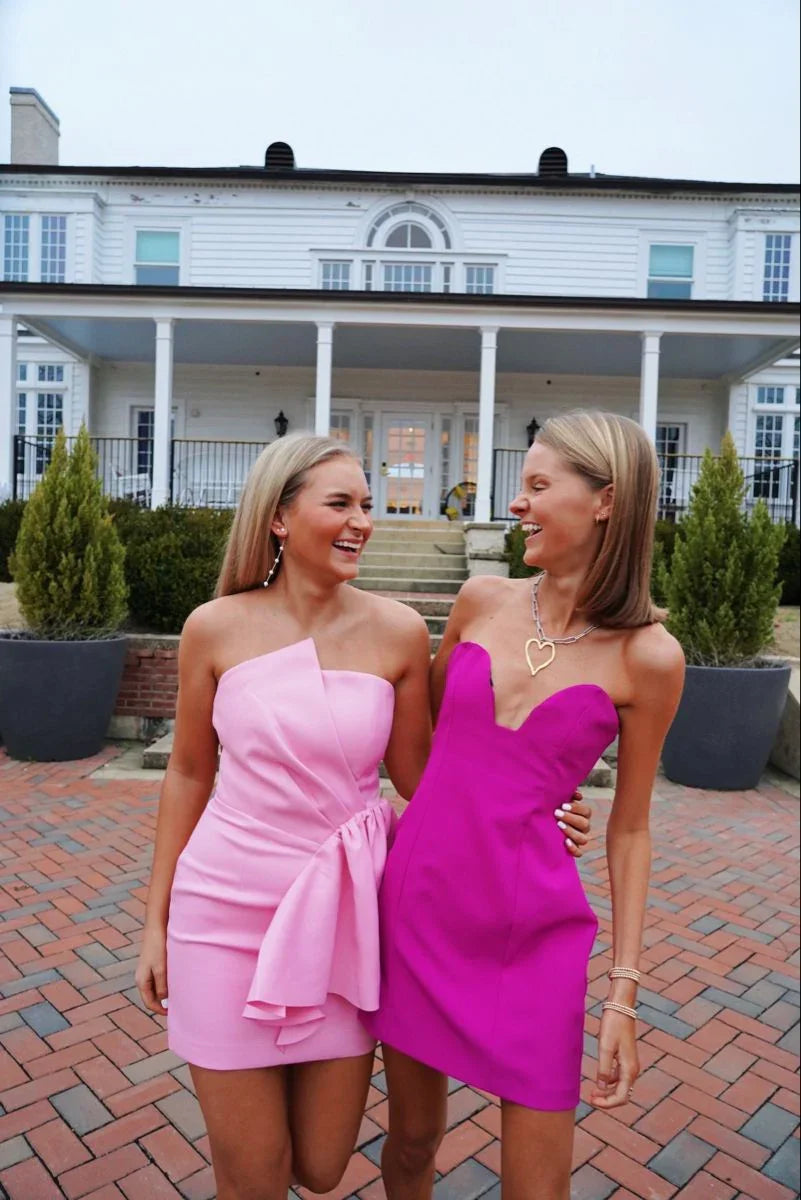 Niedliches trägerloses Homecoming-Kleid Pink Homecoming-Kleid Y2498