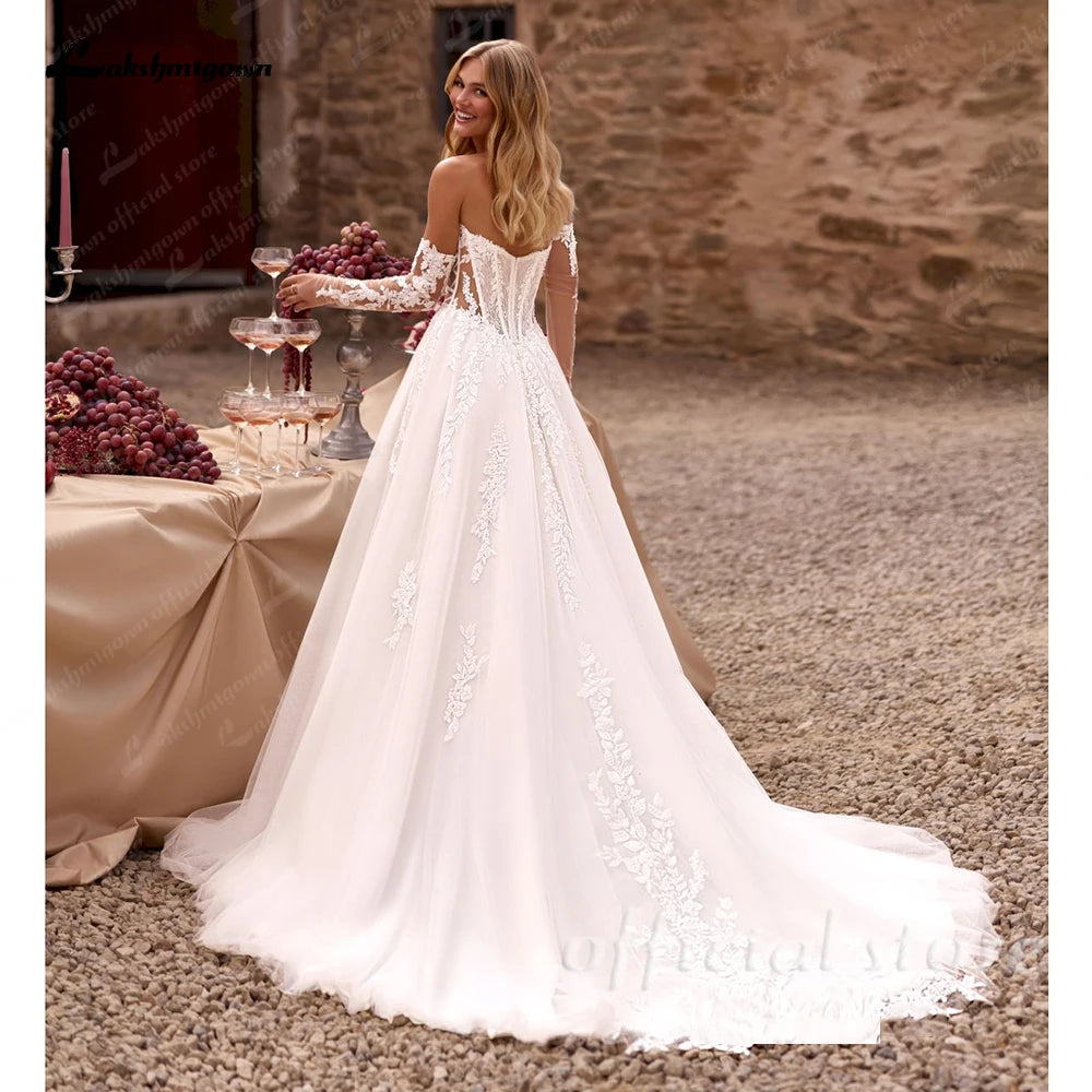 Lakshmigown Off the Shoulder Lace Appliques A-line Sweetheart Wedding Dresses 2026 Side Slit Long Robes De Soriee Customized
