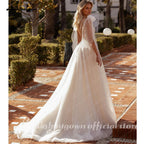 Lakshmigown Split Wedding Dress Lace Flowers Sexy Deep V-neck Appliques Plus Size Tulle Bridal Gowns Customized Vestido De Noiva
