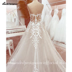 Lakshmigown Lace Appliques Sweetheart Glitter A Line Boho Wedding Dress Robe Femm Civil Beach Wedding Bridal Gowns Customized