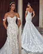 Lakshmigown Mermaid Vintage Wedding Dresses 2024 Sweetheart Off The Shoulder Vestido De Novia Appliques 3D Flowers Robe De Marie