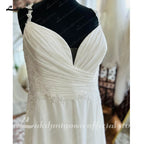 Lakshmigown Plus Size Bridal Wedding Dress Beach Summer 2024 Vestido De Boda V Neck Pleat Bridal Gowns Cut Out Lace Train