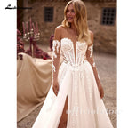 Lakshmigown Off the Shoulder Lace Appliques A-line Sweetheart Wedding Dresses 2026 Side Slit Long Robes De Soriee Customized