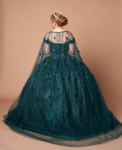 Ballkleid mit schulterfreiem Cape und 3D-Blumenmuster von Calla SCL30001