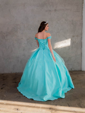 Schulterfreies Ballkleid mit 3D-Blumenmuster von Calla WB21551