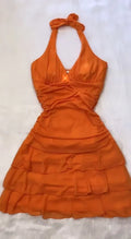 Oranges Mini-Partykleid Abschlussballkleid Y4185