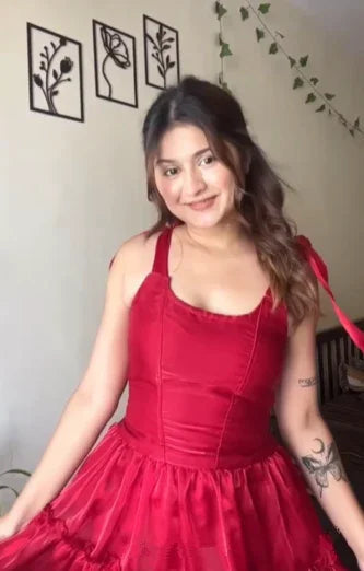 Süßes Rotes A-Linien Tüll Homecoming-Kleid Kurzes Promkleid Y8509