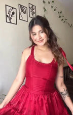 Süßes Rotes A-Linien Tüll Homecoming-Kleid Kurzes Promkleid Y8509