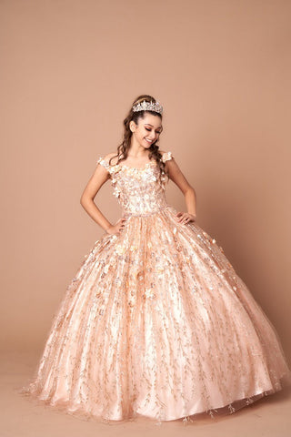 Ballkleid mit schulterfreiem Cape und 3D-Blumenmuster von Calla SCL30001
