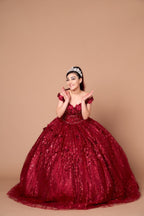 Vestido de baile com estampado floral 3D e ombros à mostra da Calla SCL30001