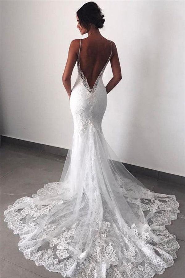 Hochzeitskleider Spitze Meerjungfrau  Sexy Trägerkleid Brautkleid