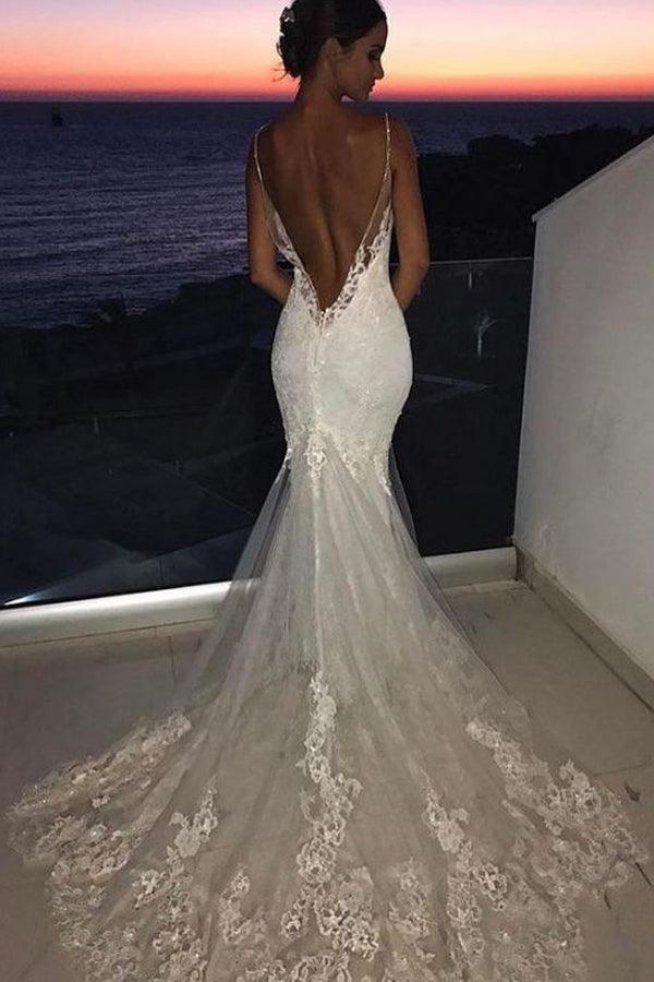 Hochzeitskleider Spitze Meerjungfrau  Sexy Trägerkleid Brautkleid