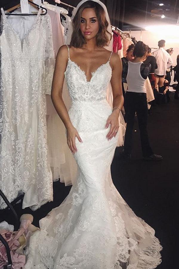 Hochzeitskleider Spitze Meerjungfrau  Sexy Trägerkleid Brautkleid