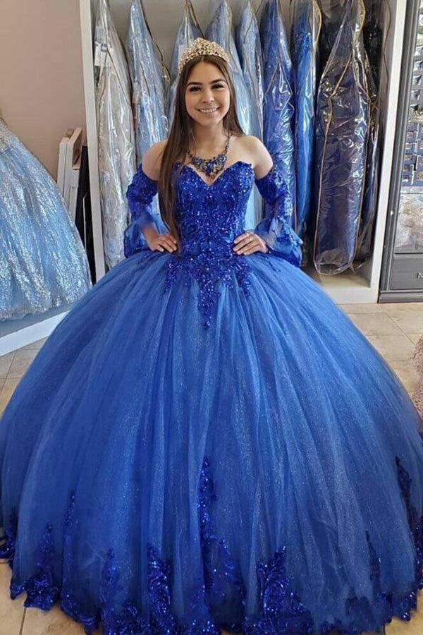 Vestidos de baile com mangas compridas destacáveis, vestidos de quinceanera, vestidos de noiva PSK308