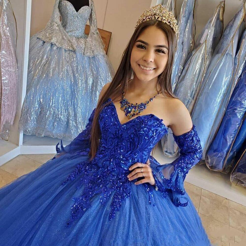 Vestidos de baile com mangas compridas destacáveis, vestidos de quinceanera, vestidos de noiva PSK308