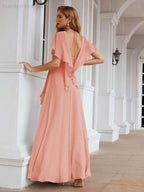 Numbersea Chiffon Bridesmaid Dresses Long Formal Evening Prom Mother of The Bride Dress with Flutter Sleeve     SEA28040