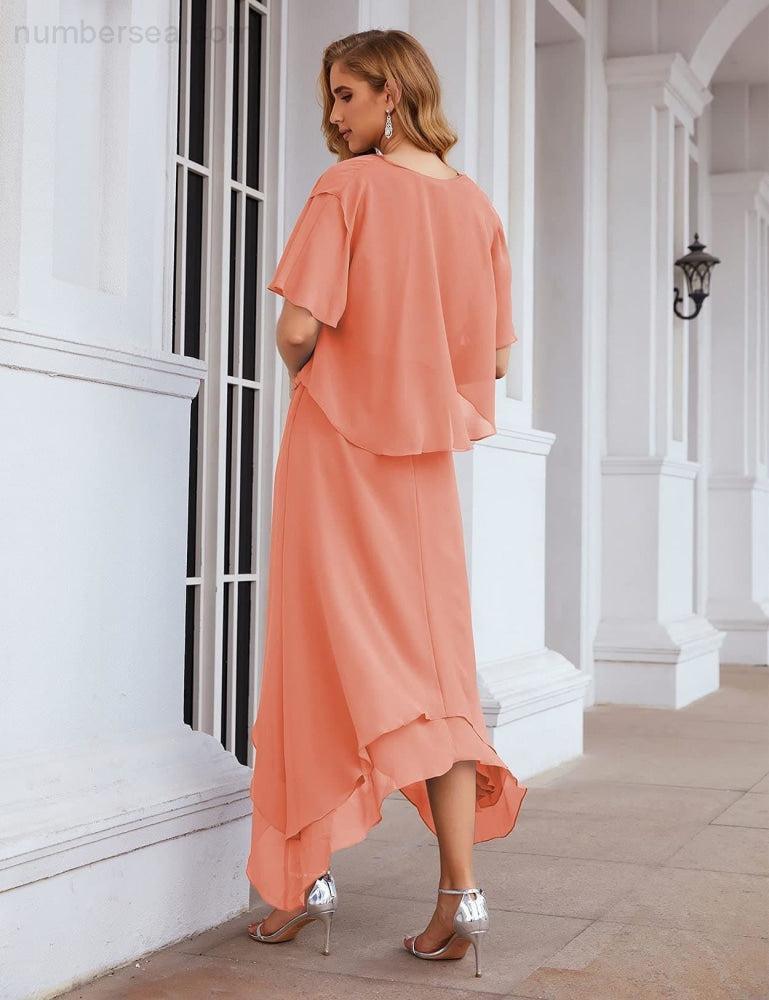 Vestidos de chiffon plus size para mãe da noiva com casaco e vestidos de cerimónia para casamento SEA28073 