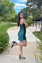 Vestido de Fiesta sin Mangas con Tirantes Espagueti de Columna Hermoso, Volantes, Satén y Espalda Abierta