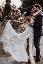 Wunderschönes A-Linie V-Ausschnitt Spitzenträger Langes Brautkleid, Brautkleid, MW523 